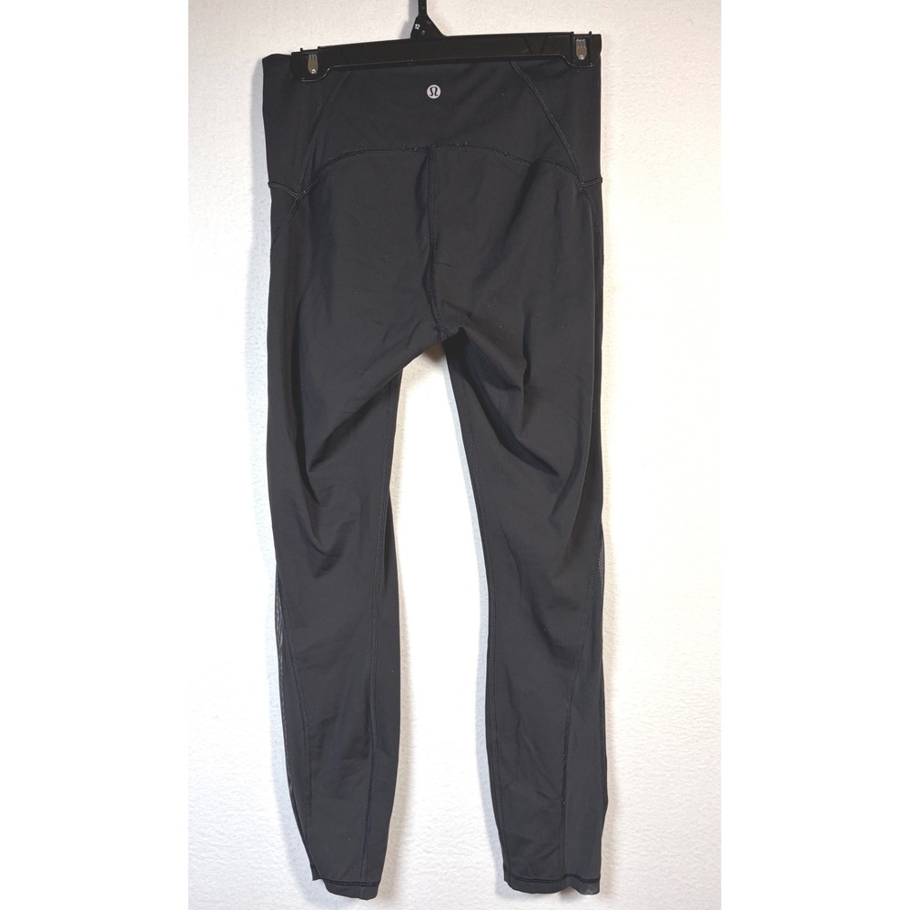 Lululemon Leggings Womens 6 Black Excellent Mesh Side Panels High Rise Yoga
